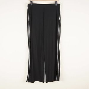 J Jill Wearever Full Leg Tuxedo Stripe Black Knit Track Pants Womens Sz M Petite